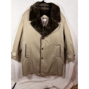 Mighty Mac Vintage Mens Size 48LOut O' Gloucester Coat Tan Khaki Sherpa Lined